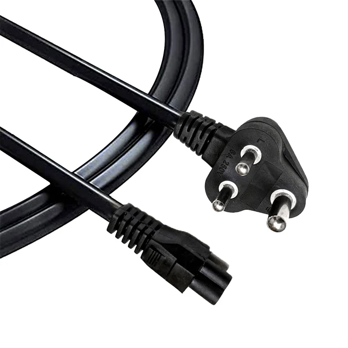 Laptop Power Cable Cord (1 Meter) BIS Certified - 3 Pin Indian Plug