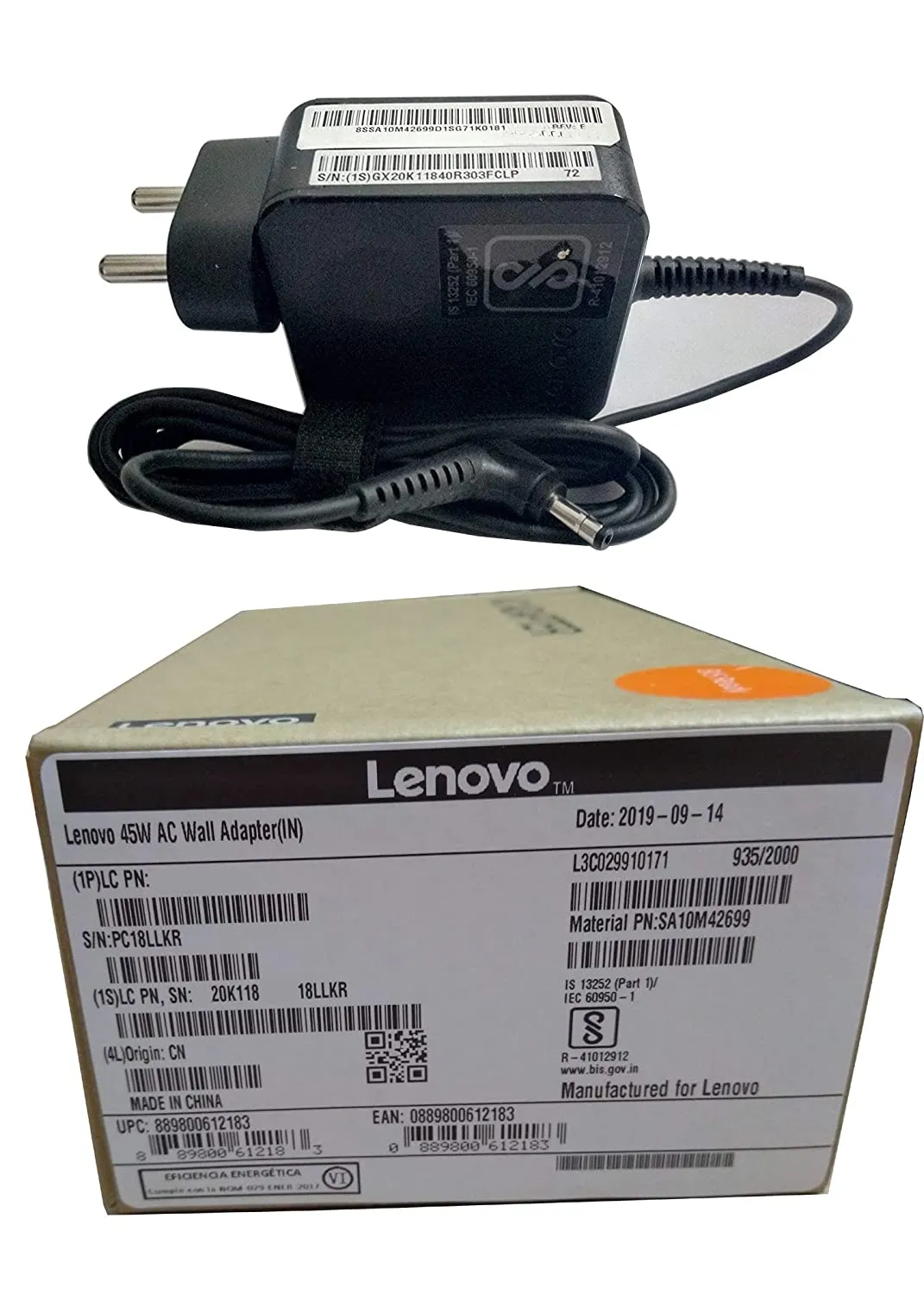 SP for Lenovo 45W 20V 2.25A AC Adapter Charger for B50-10 Ideapad 100-14IBY (Nano 14) Ideapad 100-15IBY (Nano 15)-- MPN: Lenovo 45W Slim pin