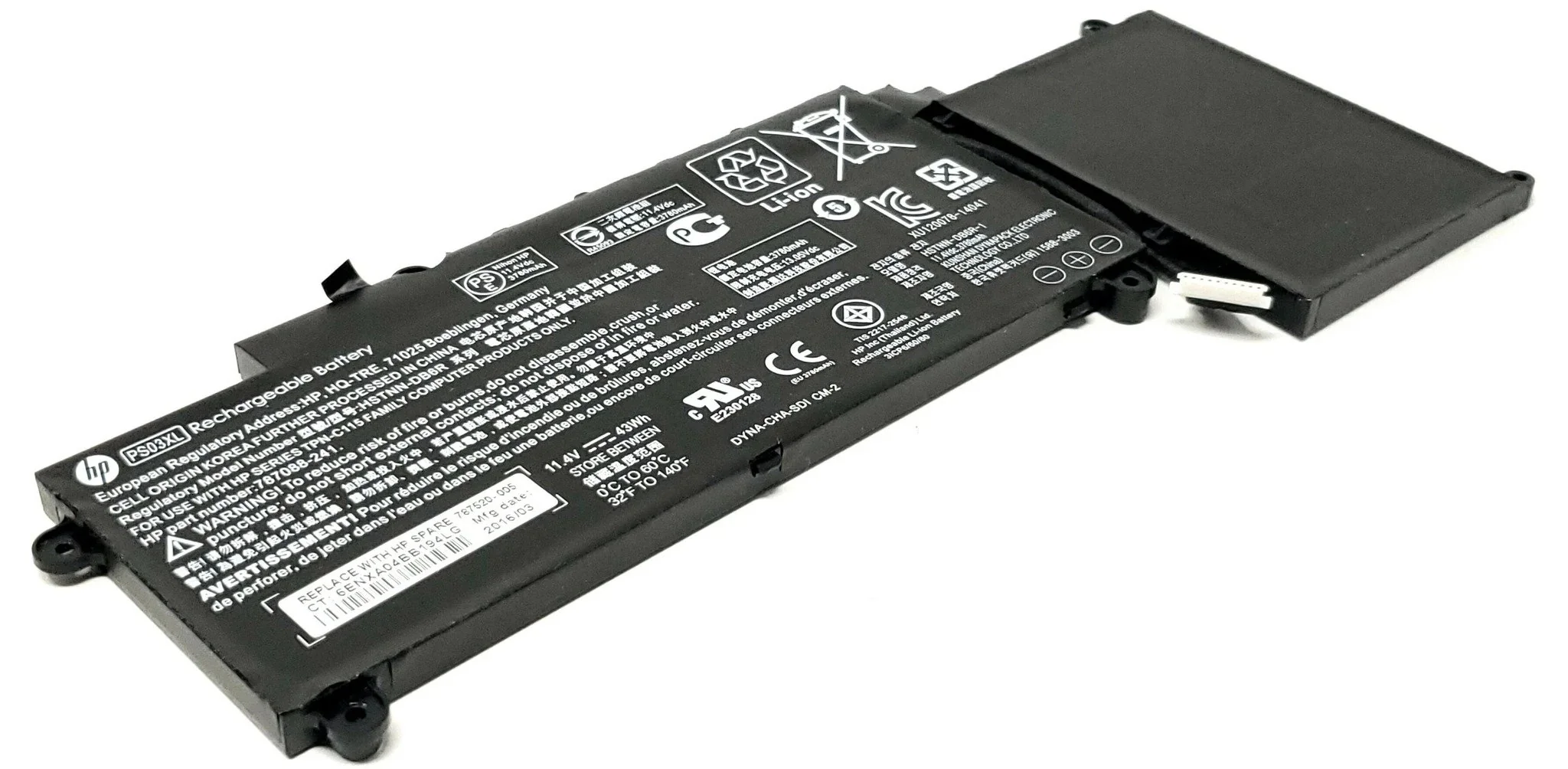 HP original 43Wh Hp PS03XL HSTNN-DB60, HSTNN-DB6O, HSTNN-DB6R,PL03, PL03043-PR, PS03043XL Laptop Battery - Image 2