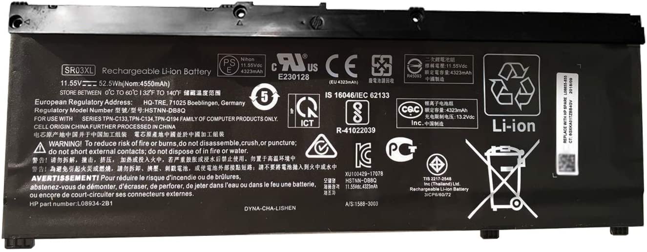 SR03XL Battery for Hp Pavilion 15-cx0000 HSTNN-DB8Q L08934-2B1 SR03052XL HSTNN-DB8Q
